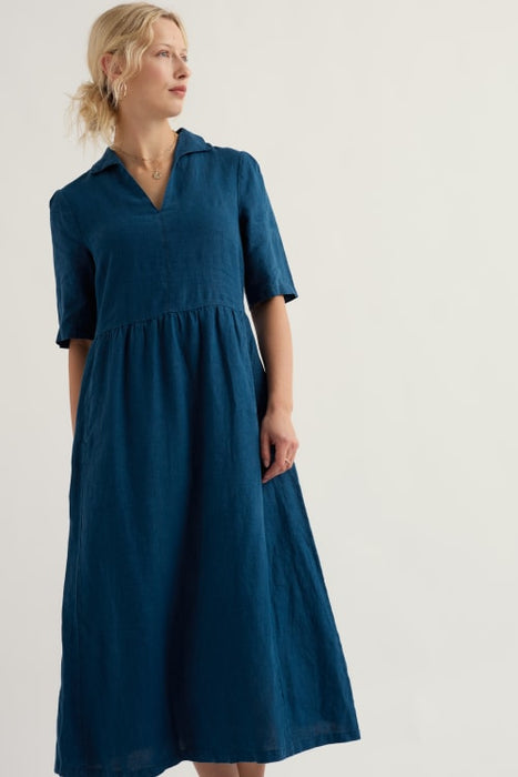 Seasalt Women's Fen Violet Linen Midi Dress In Ocean Drift
