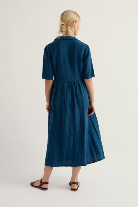 Seasalt Women's Fen Violet Linen Midi Dress In Ocean Drift