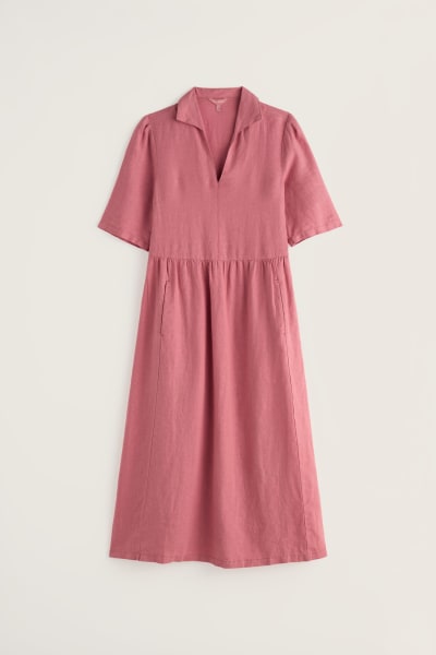 Seasalt Women's Fen Violet Linen Midi Dress in Wild Rose