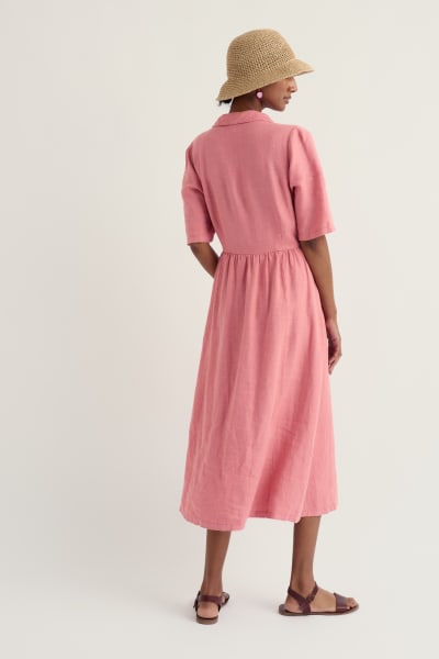 Seasalt Women's Fen Violet Linen Midi Dress in Wild Rose