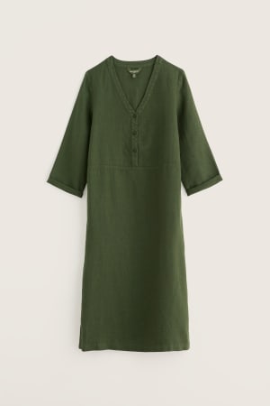 Seasalt Women's Dew Drop V-Neck Linen Shift Dress In Hosta
