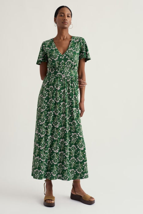 Seasalt Women's Chateaux Half Sleeve Maxi Dress In Yarrow Study Treetop