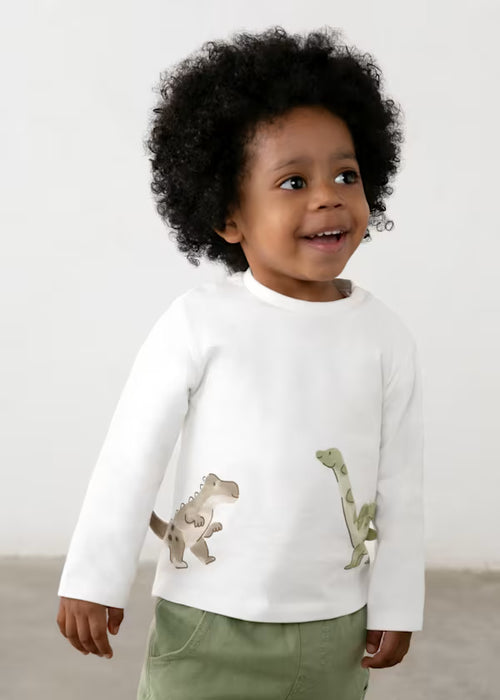 Mayoral Boys Long Sleeve Play Print T-Shirt In Cream