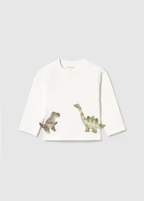 Mayoral Boys Long Sleeve Play Print T-Shirt In Cream