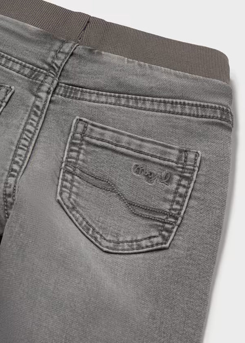 Mayoral Boys Soft Denim Jogger Pants In Medium Gray