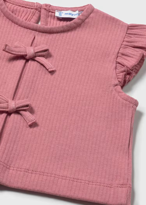 Mayoral Girls Rib Knit Blush Ribbed Top
