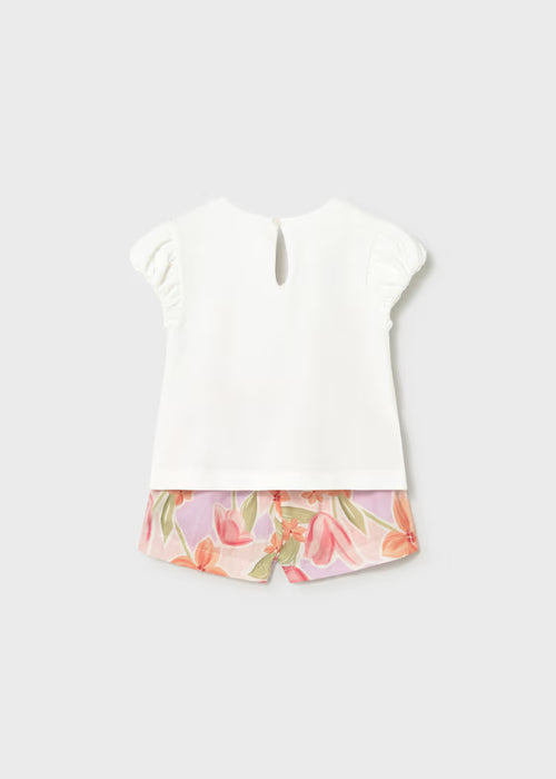 Mayoral Baby Set Bermuda Flowers And T-Shirt