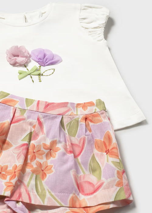 Mayoral Baby Set Bermuda Flowers And T-Shirt