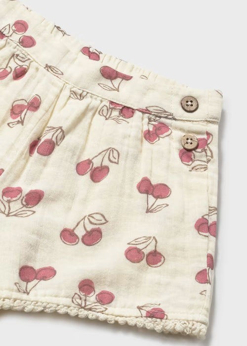 Mayoral Girls Bone Cherry Baby Shorts