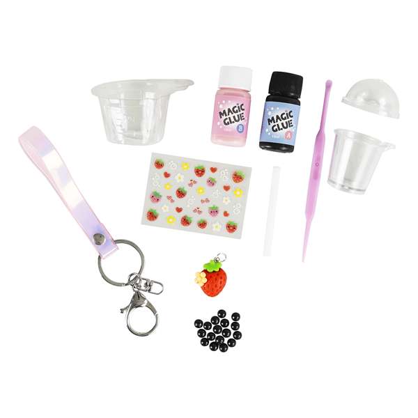 Bigjigs Bag Charm Kit Strawberry Bubble Tea