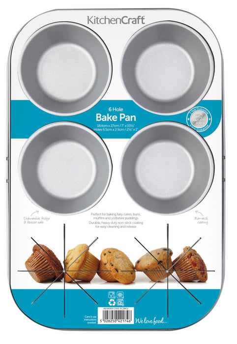 KitchenCraft Non-Stick Six Hole Baking Pan