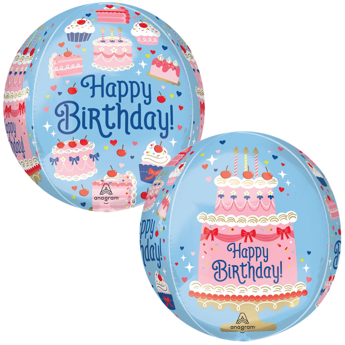 Balloon Orbz Happy Birthday Cherries on Top Foil Balloon 16"