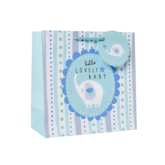 Belly Button Baby Boy Elephant Blue Medium Gift Bag