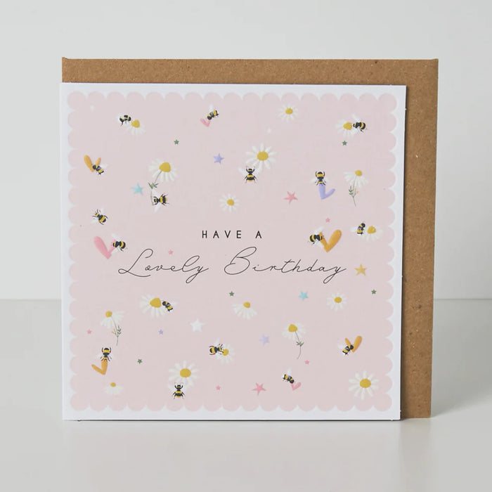 Belly Button Lovely Birthday Pink Daisy & Hearts Card