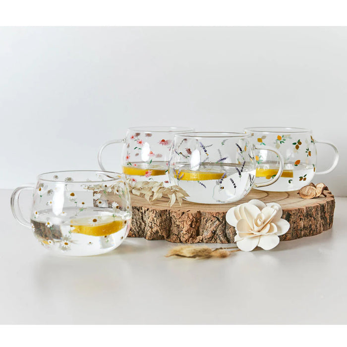 Belly Button Ditsy Echinacea Glass Mug