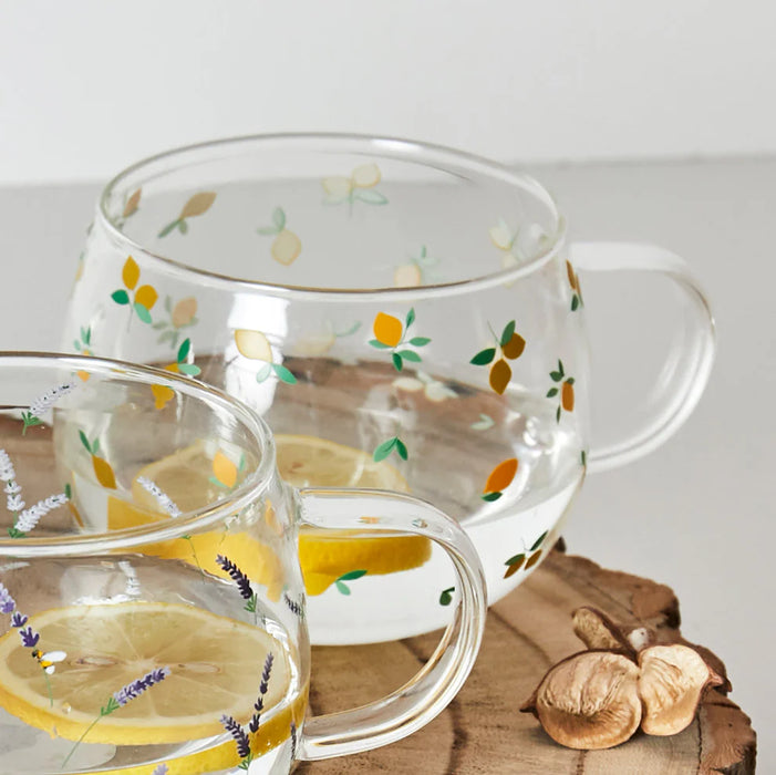 Belly Button Ditsy Lemon Glass Mug