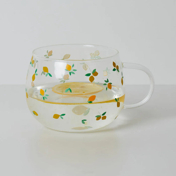 Belly Button Ditsy Lemon Glass Mug