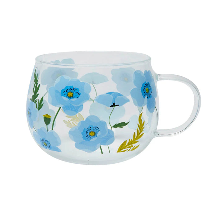 Belly Button Blue Poppy Glass Mug