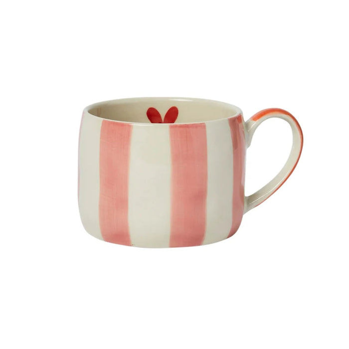Belly Button Mabel Stripes and Heart Stoneware Mug