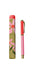 Pink pen with floral design on the cap and case against a white background