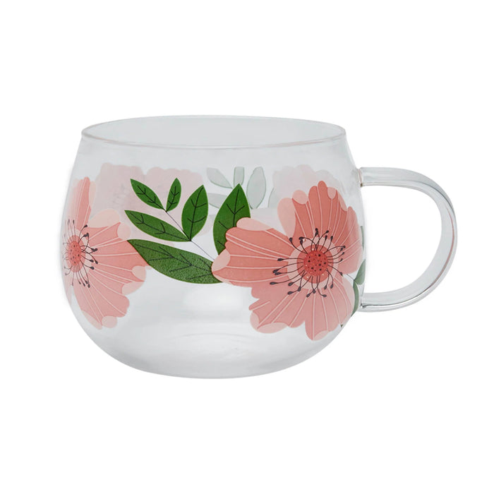 Belly Button Pink Rose Glass Mug