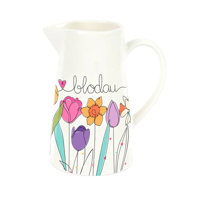 Belly Button Welsh Blodau Daffodils & Tulips Large Bone China Jug