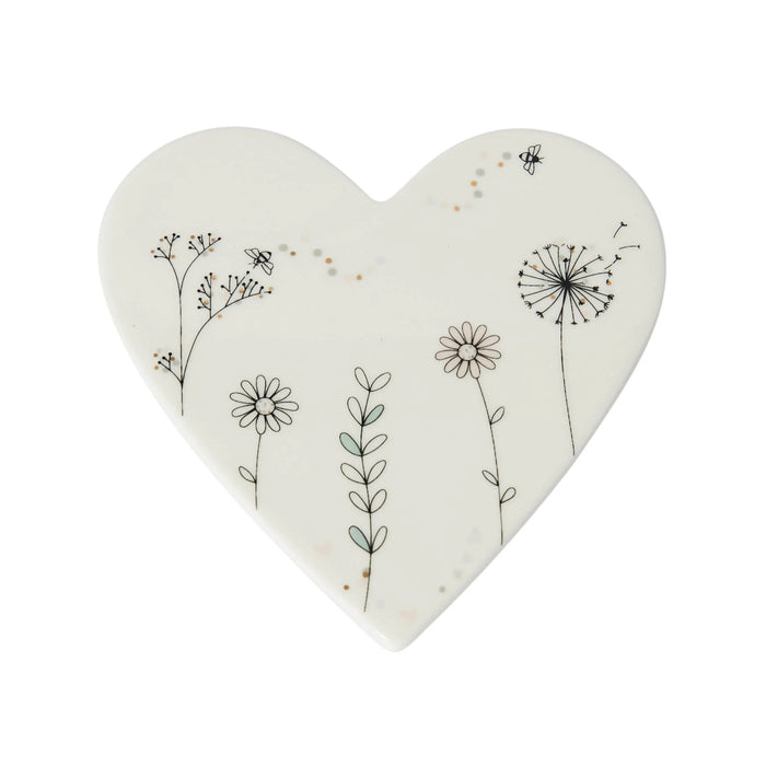 Belly Button Wildflowers Heart Coaster