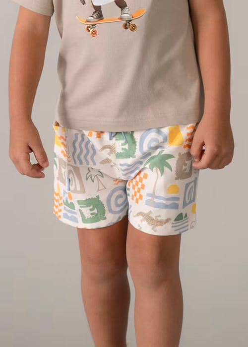 Mayoral Mini Boys Cream Printed Swim Shorts