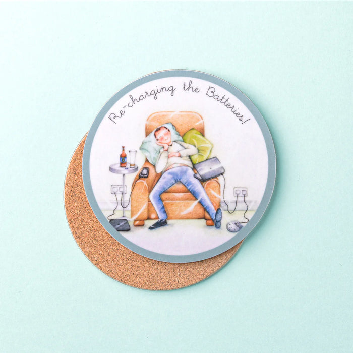 Berni Parker Re-Charging The Batteries Coaster