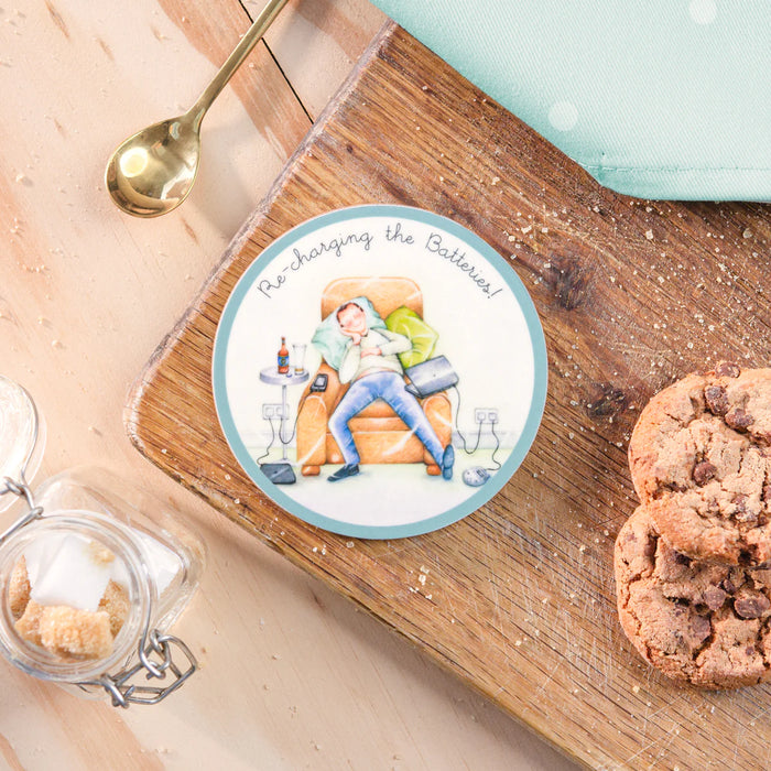 Berni Parker Re-Charging The Batteries Coaster