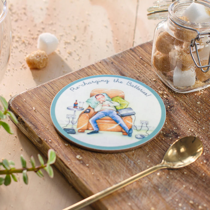 Berni Parker Re-Charging The Batteries Coaster