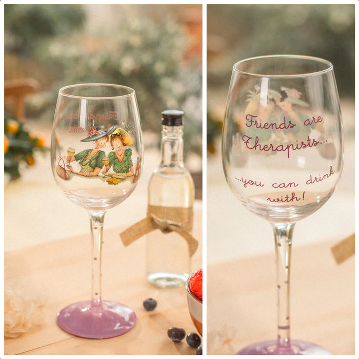 Berni Parker Wine Glass Friends Are Therapists