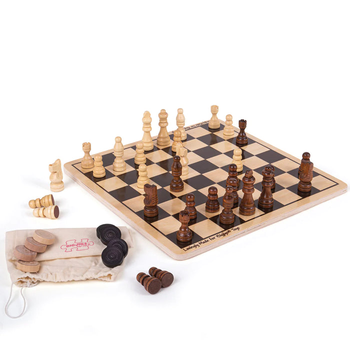 Bigjigs Draughts And Chess Set