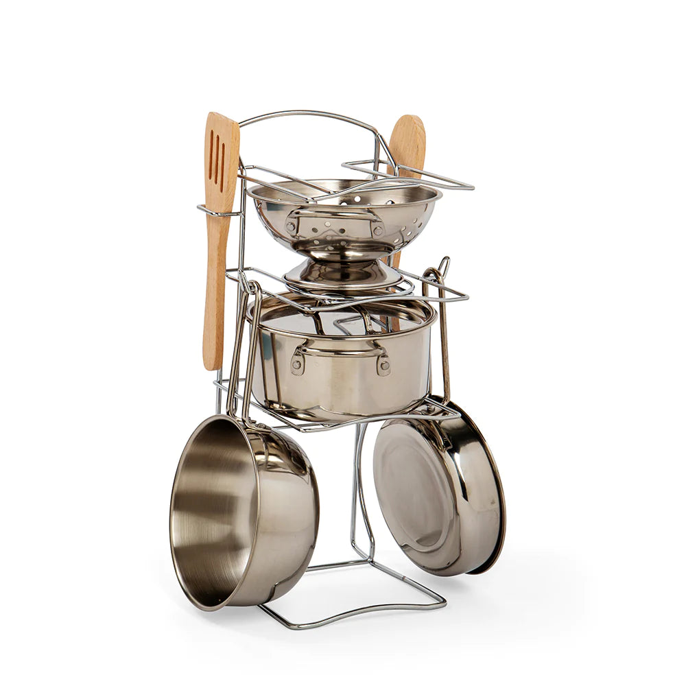 Bigjigs Cooking Pot Rack And Pans — Maple Gifts