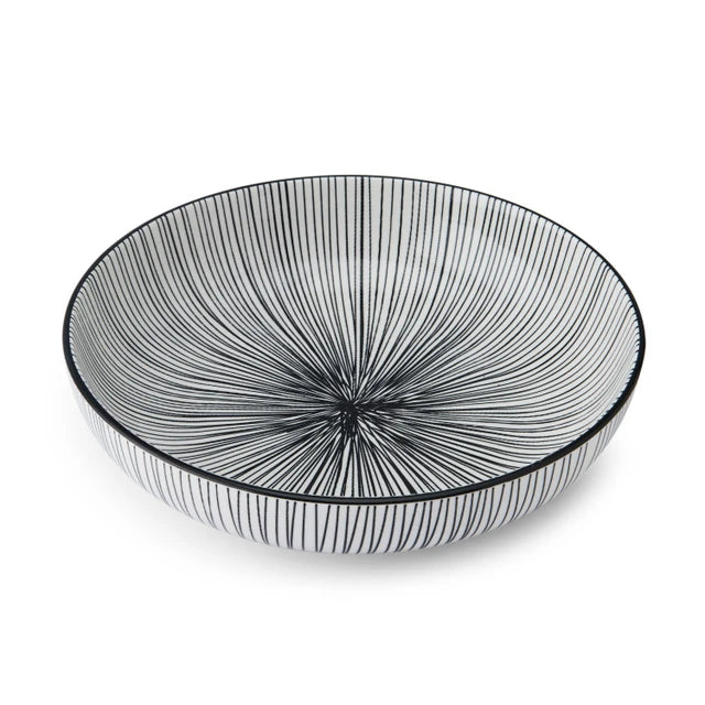 Black Stripe Stoneware Bowl