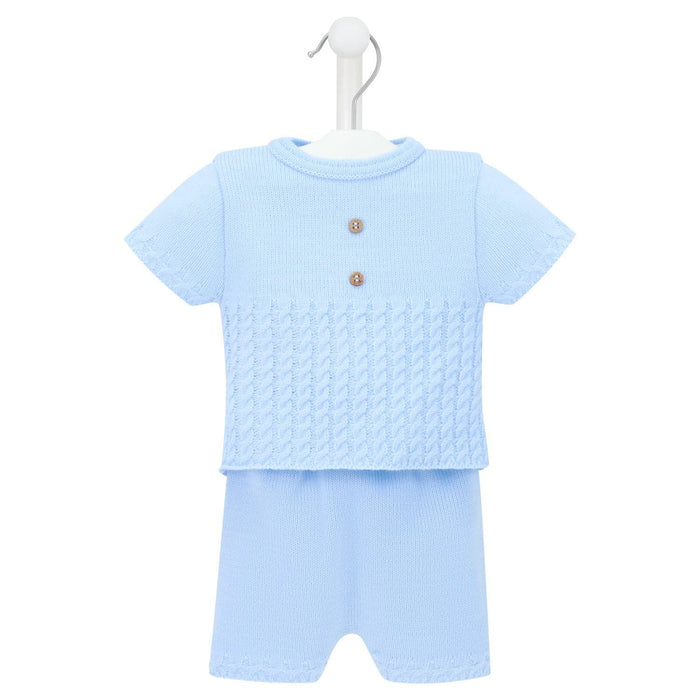 Kite Blue Button Knitted Top And Shorts