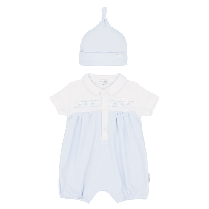 Blues Baby Blue White Collared Shortie With Hat