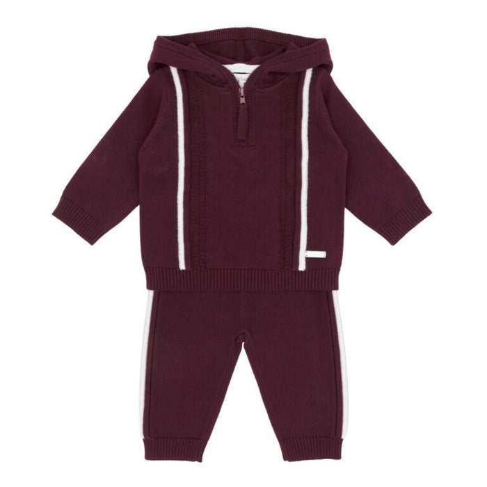 Blues Baby Bordeaux Knitted Hoodie Set