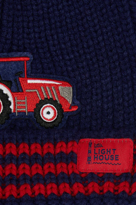 Lighthouse Bobbie Bobble Hat In Red Tractor Striped