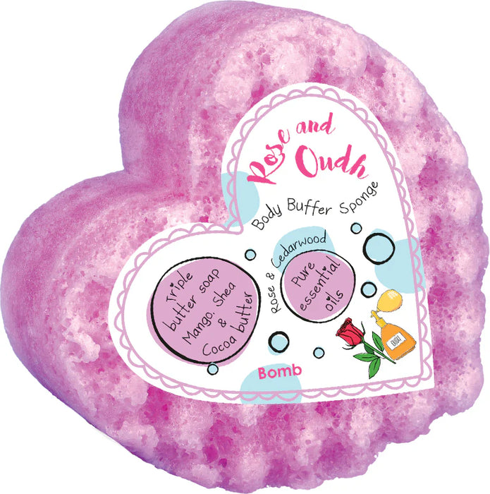 Bomb Cosmetics Rose & Oudh Body Buffer Shower Sponge