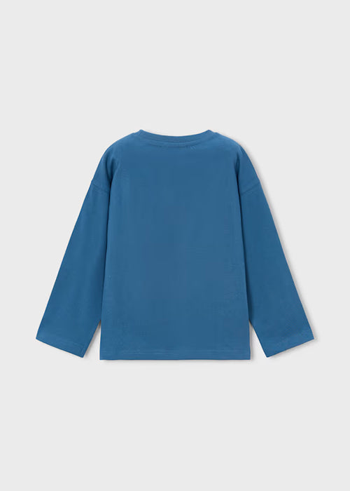 Mayoral Boys Long Sleeve T-Shirt Embossed Pleats In Glacial