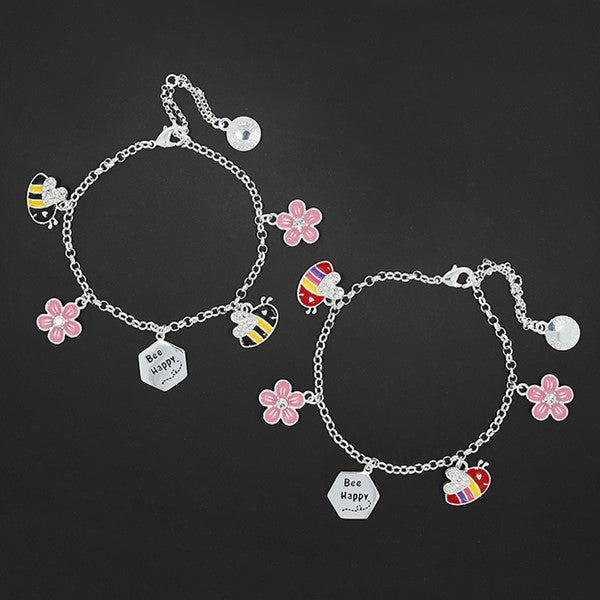 Equilibrium Girls Silver Plated Colourful Bee Bracelet