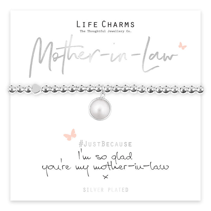Life Charms I'm So Glad You're My Mother-In-Law Silver Bracelet