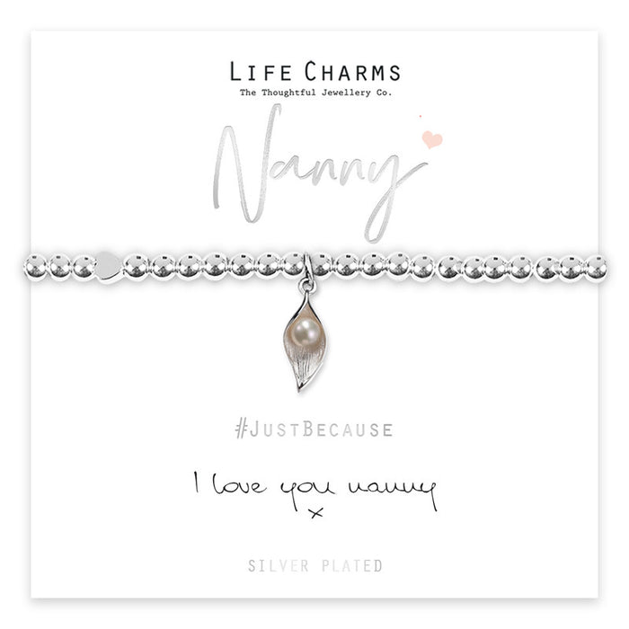 Life Charms I Love You Nanny Flower Silver Bracelet