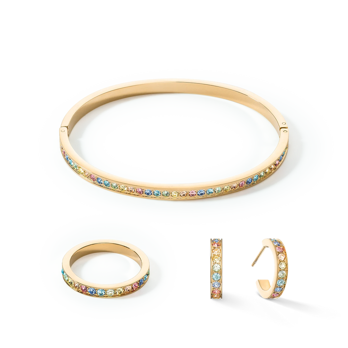 Coeur De Lion Stainless Steel & Crystals Multicolour Pastel Gold Bracelet