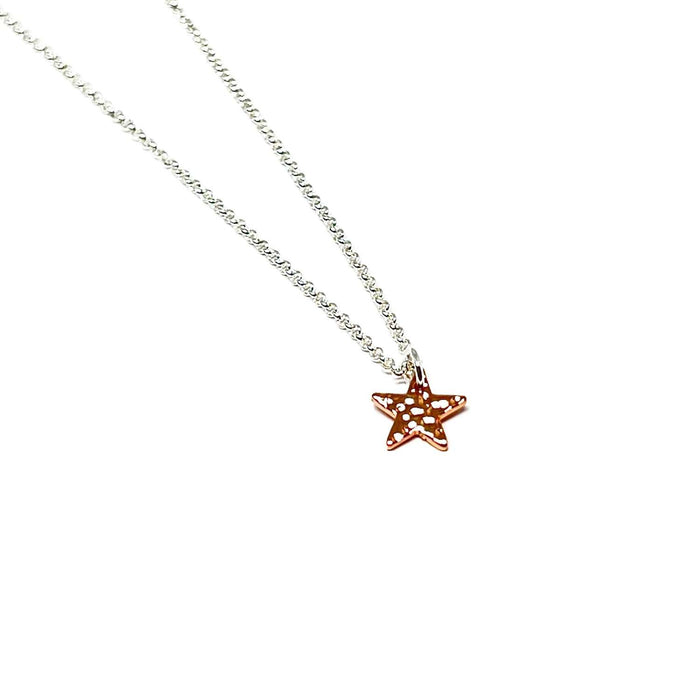 Clementine Briony Hammered Star Necklace - Rose Gold