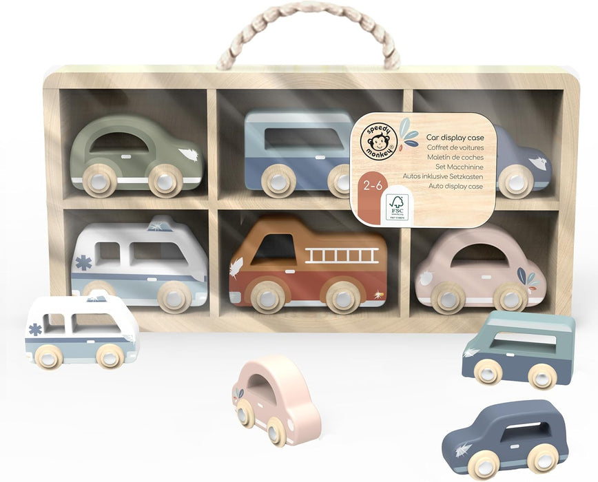 BTL Speedy Monkey Set Of Toy Cars & Wooden Case