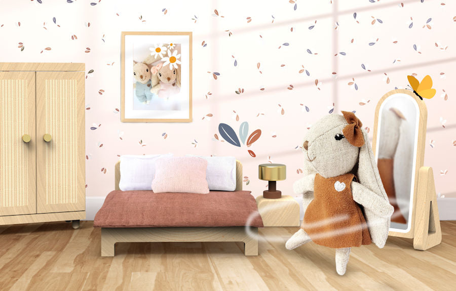 BTL Speedy Monkey Flowers Cottage Doll House Bedroom Set