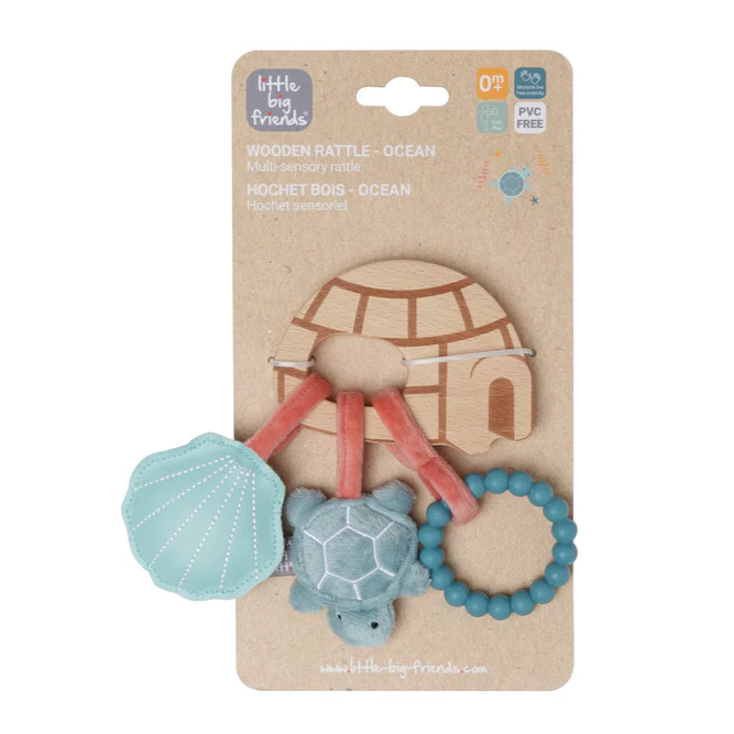 BTL Speedy Monkey Little Big Friends Wooden Ocean Rattle