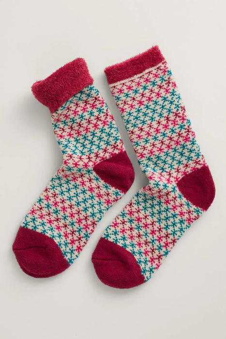 Seasalt Women's Cabin Socks - Cross Stitch Wild Berry